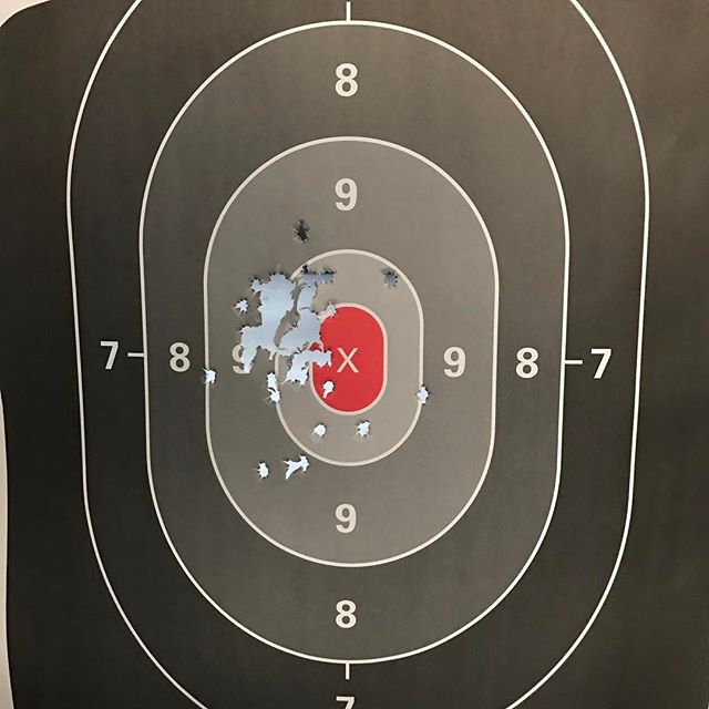 Today I went to the range to drop off a gun with the Gunsmith at lunch, and decided that I would try out my new @hyvetechnologies magazine extension for my Shield 9MM.

After shooting it today, I finanlly figured out why I am consisently shooting to the left and up.. My sights are off, looking at the rear sight You can see that is not centered.. All this time I kept looking the front sight thinking that was the problem.. o