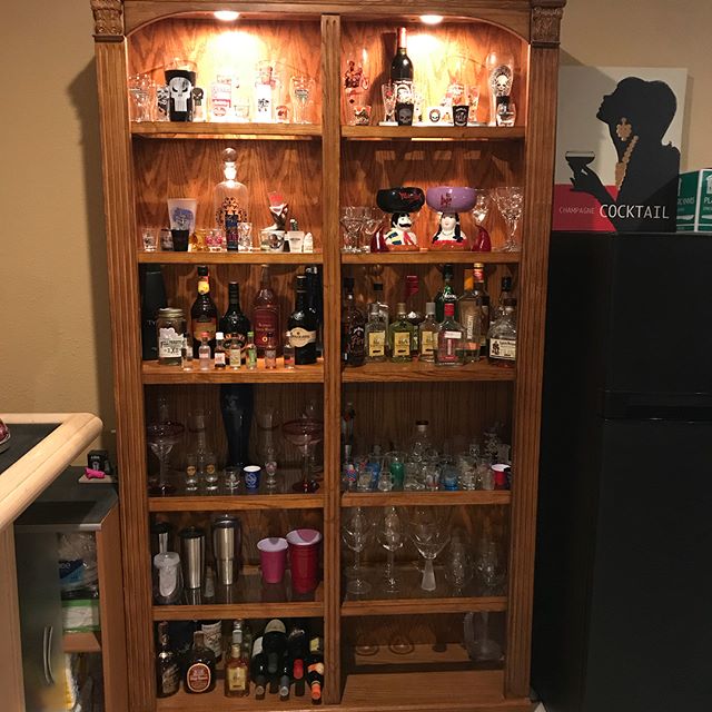 We cleaned and rearranged our bar shelves today.